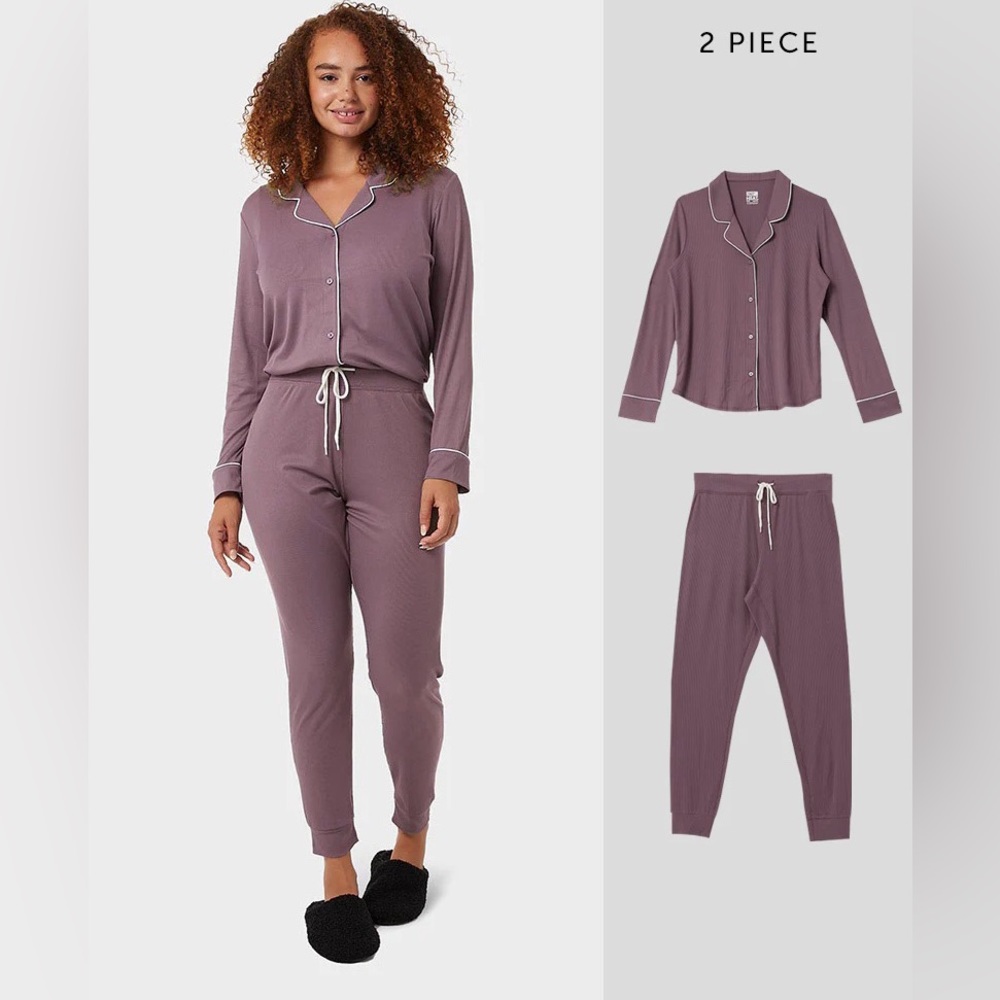🆕32 Degrees WOMEN'S SOFT RIB BUTTON-UP 2PC SLEEP SET